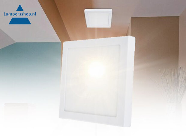 Plafonnière - LED - Vierkant 22 x 22 cm - 18W / 1200 Lumen - Wit