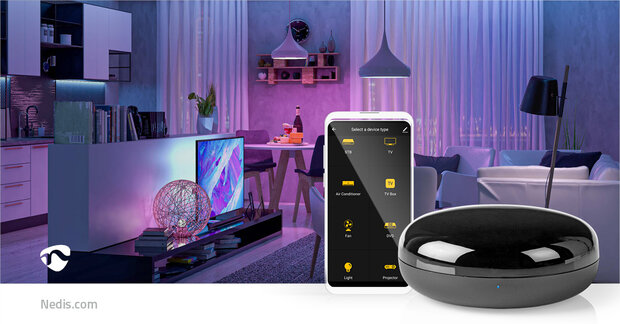 SmartLife IR Afstandsbediening - Wi-Fi - Universeel - Signaalbereik: 5 m - 38 KHz - USB Gevoed - Android™ / IOS - Zwart