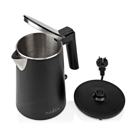 Stijlvolle zwarte waterkoker- 1 liter - 360 graden draaibaar - Verborgen verwarmingselement - Strix®-controller - Droogkookbeveiliging
