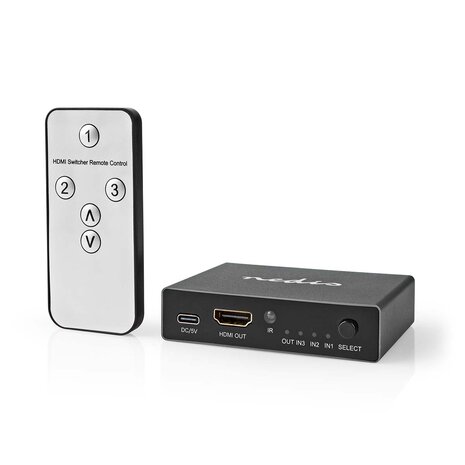 HDMI™-Switch 3 poort(en) | 3x HDMI™ Input | HDMI™ Output | 8K@60Hz | 45 Gbps | Afstandbestuurbaar | Aluminium | Antraciet