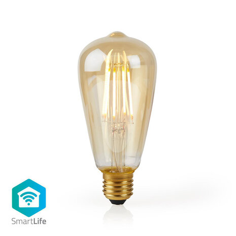 SmartLife LED Filamentlamp Wi-Fi | E27 | 500 lm | 5 W | Warm Wit | 2200 K | Glas | Android™ / IOS | ST64 | 1 Stuks