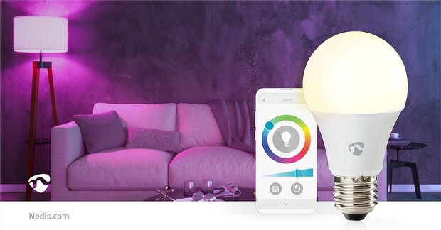 SmartLife Multicolour Lamp Wi-Fi | E27 | 806 lm | 9 W | RGB / Warm tot Koel Wit | 2700 - 6500 K | Android™ / IOS | Peer