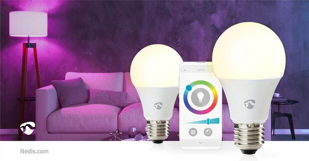 SmartLife Multicolour Lamp Wi-Fi | E27 | 806 lm | 9 W | RGB / Warm tot Koel Wit | 2700 - 6500 K | Android™ / IOS | Peer | 2 Stuks