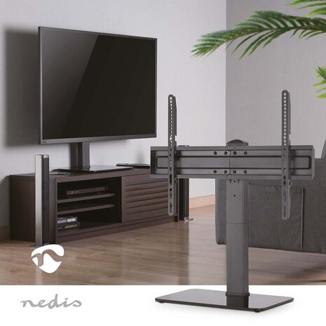 TV-Bureau / Tafel standaard 37 - 70 " - Max. 40 kg - Instelbare hoogtes - Draaibaar -Gehard Glas / Staal