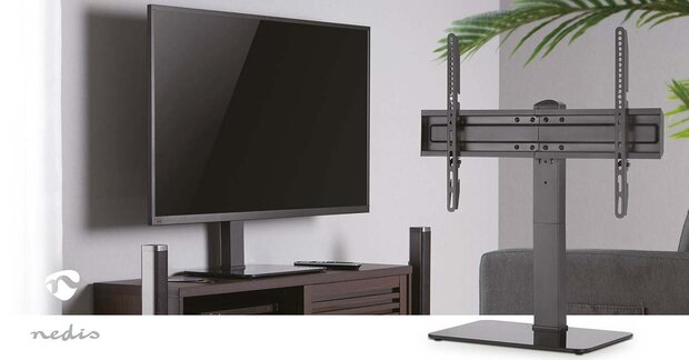 TV-Bureau / Tafel standaard 37 - 70 " - Max. 40 kg - Instelbare hoogtes - Draaibaar -Gehard Glas / Staal