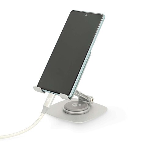 Smartphonestandaard - Universeel - Draai- en Kantelbaar -Zilver - Aluminium