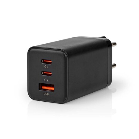 Oplader 65 W | GaN | Snellaad functie | 3.0 / 3.25 A | Outputs: 3 | USB-A / 2x USB-C™ | Automatische Voltage Selectie