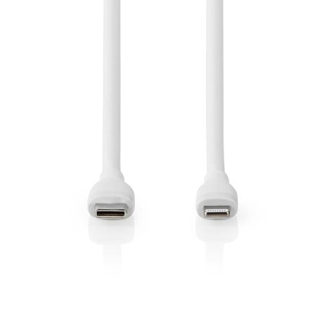 Flexibele siliconen Lightning Kabel USB 2.0 - Apple Lightning 8-Pins - USB-C™ Male - Raakt niet in de knoop - 480 Mbps - Vernikkeld - 1.50 m - Rond - Silicone | Wit 