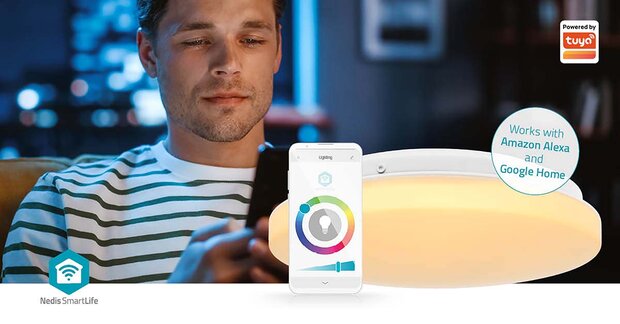 Wi-Fi slimme plafondlamp (26 cm) met optie om de lichten te dimmen en de kleurtemperatuur te wijzigen