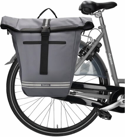 Waterproof Beagles Originals 2-in-1 Fietstas - Schoudertas - Schouderband - Waterafstotend - Kleur: Grijs