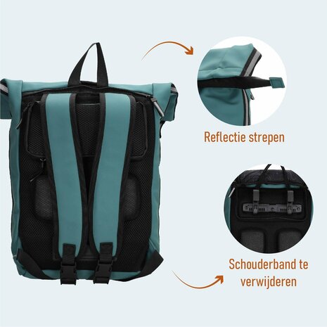 Superhandige waterproof Beagles Originals 2-in-1 Rugzak & Fietstas - Petrol