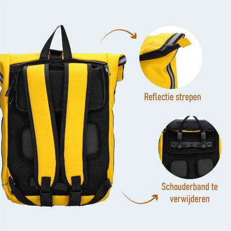 Superhandige waterproof Beagles Originals 2-in-1 Rugzak & Fietstas - Geel