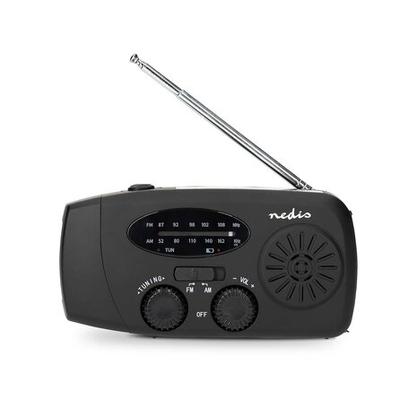 Multifunctionele Radio / Noodradio - AM/FM op Zonne energie / Handslinger / Batterij + zaklamp + powerbank