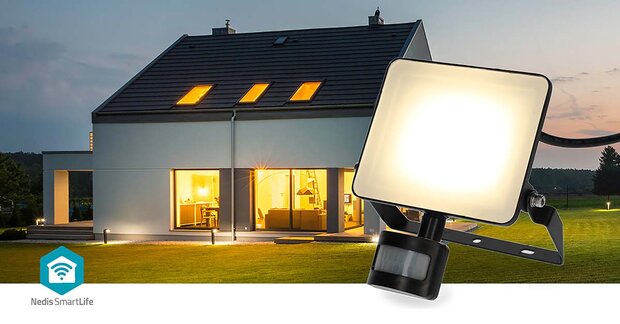 Smartlife Buitenlamp Bewegingssensor - 1620 lm - Wi-Fi - 20 W - Warm tot Koel Wit - 3000 - 6500 K - Aluminium - Android™ / IOS