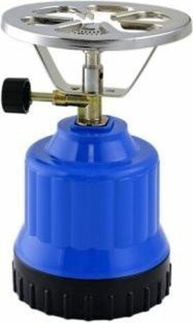 Compact Gaskooktoestel / Gasbrander - kunststof - 20,9 cm - blauw - lichtgewicht - piëzo ontsteking