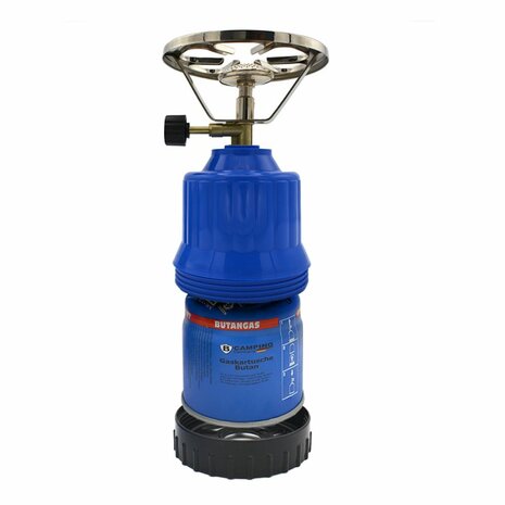 Compact Gaskooktoestel / Gasbrander - kunststof - 20,9 cm - blauw - lichtgewicht - piëzo ontsteking