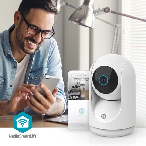 SmartLife Camera voor Binnen 3MP Full HD 1296p | Pan tilt / MicroSD (niet inbegrepen) - Met bewegingssensor | Nachtzicht 