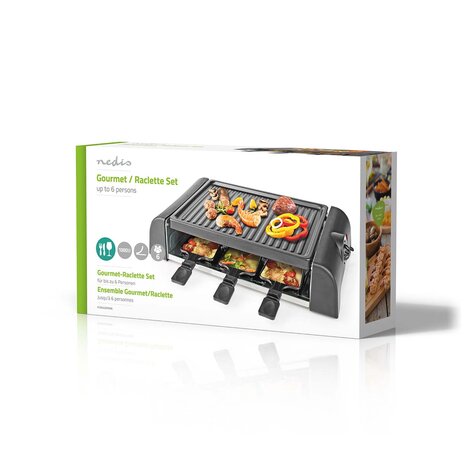 Gourmet / Raclette Grill | 6 Personen | Spatel | Temperatuurinstelling | Anti-aanbak laag