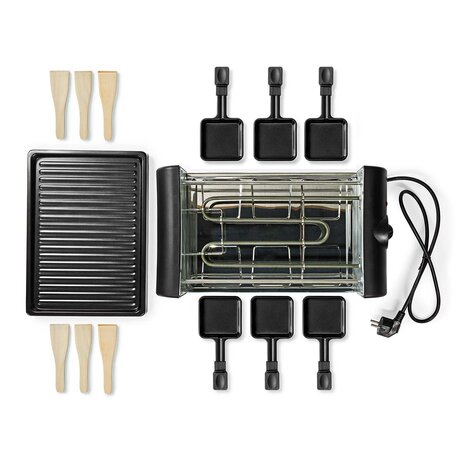 Gourmet / Raclette Grill | 6 Personen | Spatel | Temperatuurinstelling | Anti-aanbak laag
