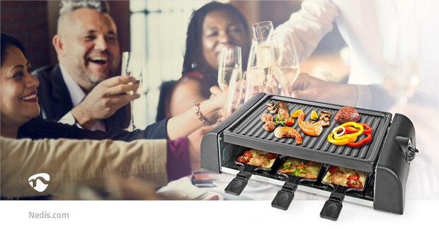 Gourmet / Raclette Grill | 6 Personen | Spatel | Temperatuurinstelling | Anti-aanbak laag