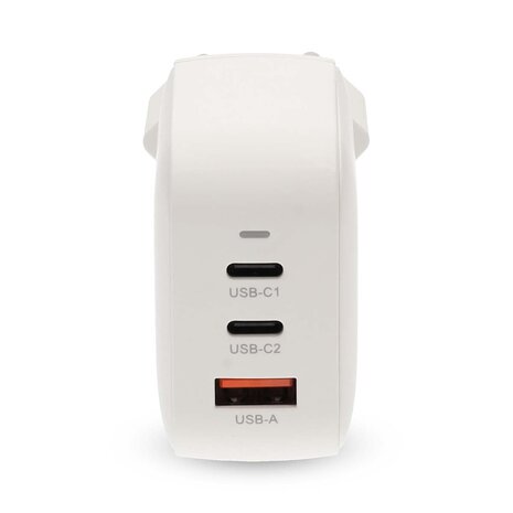 Oplader 70 W | GaN | PD3.0 | Snellaad functie | 1.5 / 2.25 / 2.5 / 3.0 / 3.5 A | Outputs: 3 | USB-A / 2x USB-C™ | Automatische Voltage Selectie | Wit