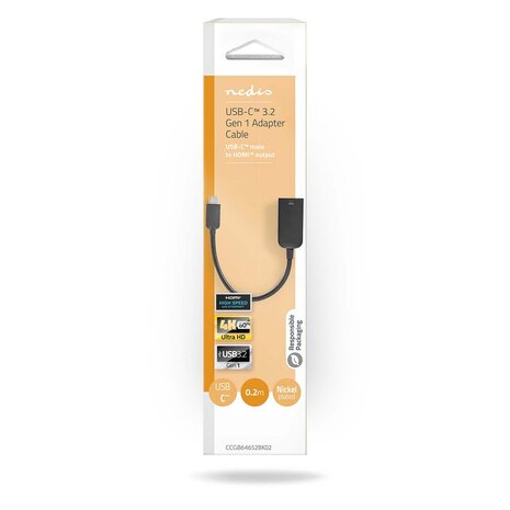 USB-C™ Adapter USB 3.2 Gen 1 | USB-C™ Male | HDMI™ Output | 4K@60Hz | 0.20 m | Rond |