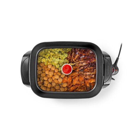 Elektrische skillet pan - 40 cm- Dik gegoten aluminum body - Braden, bakken, stoven, smoren, koken