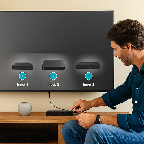 HDMI™-Switch 3 poort(en) | 3x HDMI™ Input | 1x HDMI™ Output | 4K@60Hz | 18 Gbps | Afstandsbediening | Metaal | Antraciet