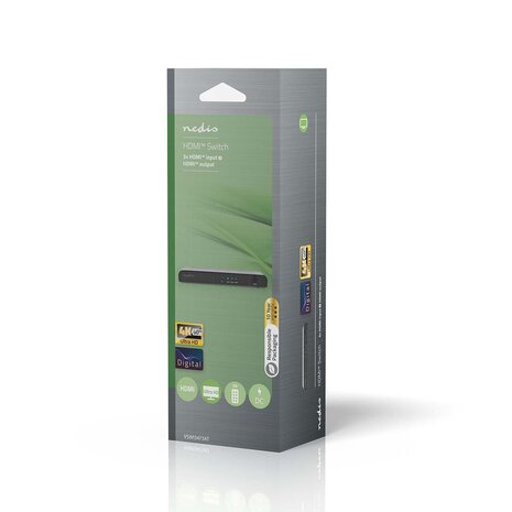 HDMI™-Switch 3 poort(en) | 3x HDMI™ Input | 1x HDMI™ Output | 4K@60Hz | 18 Gbps | Afstandsbediening | Metaal | Antraciet