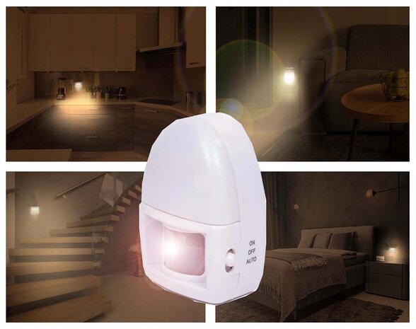 2-in-1 Nachtlampje / Noodverlichting met sensor - Nood- en zaklampfunctie - Batterijgevoed - Compact formaat - Helder wit  licht