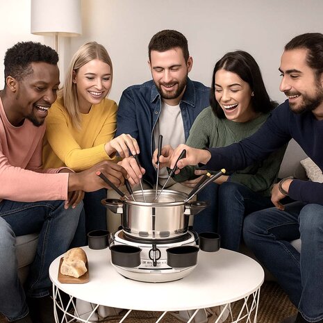 Elektrische fondue - 2 Liter - Roestvrij staal - 1200W Roestvrij Staal - Ook ideaal voor warmhouden van soepen, stamppotten, stoofschotels en andere gerechten