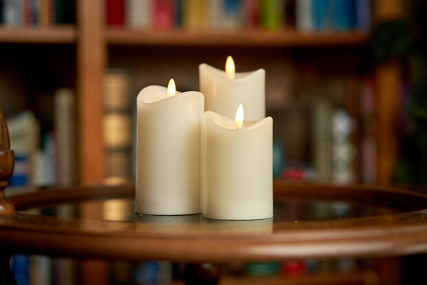 Led kaarsen set - 3 stuks - Ivoor - Realistisch bewegende vlammen - Voorzien van timer