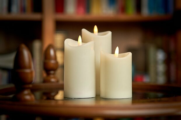 Led kaarsen set - 3 stuks - Ivoor - Realistisch bewegende vlammen - Voorzien van timer