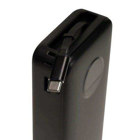 Powerbank 20000mAh -  Snel laptops, tablets en smartphones opladen - Display en intrekbare USB-C-kabel - 65W PD 