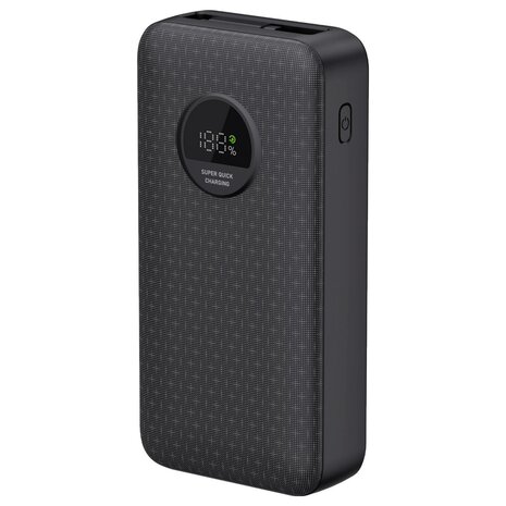 Powerbank 20000mAh -  Snel laptops, tablets en smartphones opladen - Display en intrekbare USB-C-kabel - 65W PD 