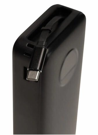 Powerbank 20000mAh -  Snel laptops, tablets en smartphones opladen - Display en intrekbare USB-C-kabel - 65W PD 