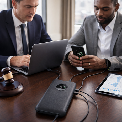 Powerbank 20000mAh -  Snel laptops, tablets en smartphones opladen - Display en intrekbare USB-C-kabel - 65W PD 