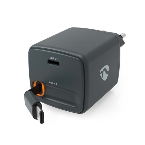 Oplader Met intrekbare kabel | 30 W | GaN | PD3.0 30W | 1.5 / 2.0 / 2.5 / 3.0 A | Outputs: 1 | USB-C&trade; | USB-C&trade; intrekbare kabel | 0.75 m | Automatische Voltage Selectie