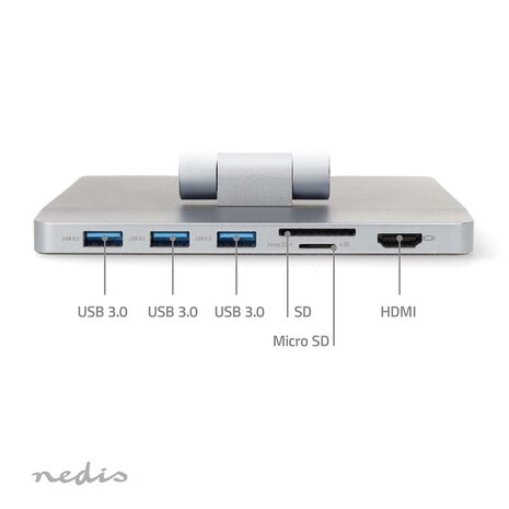 Notebookstandaard USB Gevoed | 17 " | Opvouwbaar | Micro SD kaartslot / SD kaartslot / 3x USB A Female | USB-C&trade; Female / 1x HDMI&trade; Output