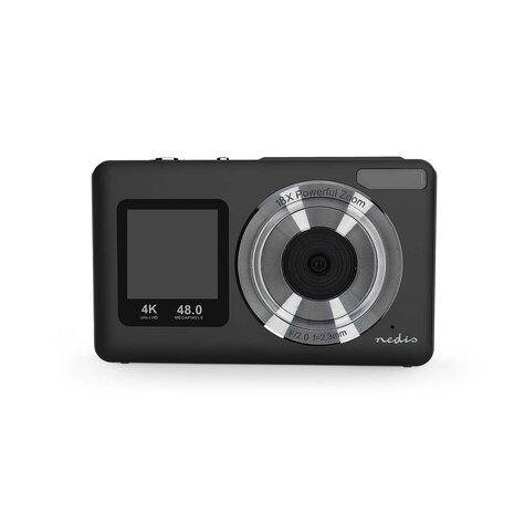 Digitale Ultra HD Foto / Video camera - Dubbel scherm - 48 MPixel - 4K@30fps - 5 MPixel CMOS - Zwart