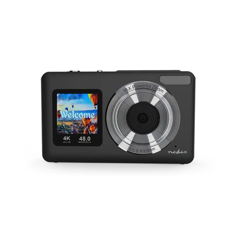Digitale Ultra HD Foto / Video camera - Dubbel scherm - 48 MPixel - 4K@30fps - 5 MPixel CMOS - Zwart