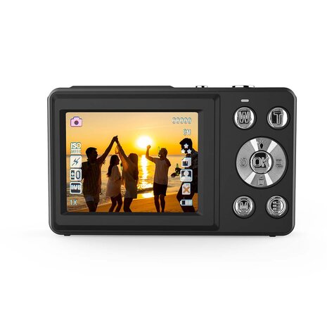 Digitale Ultra HD Foto / Video camera - Dubbel scherm - 48 MPixel - 4K@30fps - 5 MPixel CMOS - Zwart