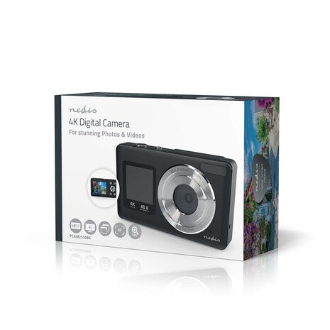 Digitale Ultra HD Foto / Video camera - Dubbel scherm - 48 MPixel - 4K@30fps - 5 MPixel CMOS - Zwart