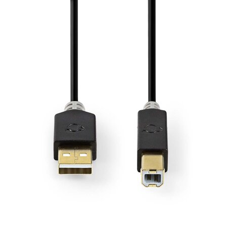USB-Kabel - USB-A Male - USB-B Male | 480 Mbps | Verguld - Voor aansluiten van bv printer / scanner / harde schijf