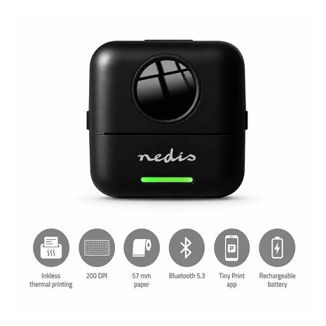 Printer - Afdrukken zonder inkt - Wit / Zwart - Bluetooth&reg; - 200 dpi - Etiketten / Foto's - Mobiele fotografie