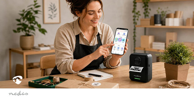 Printer - Afdrukken zonder inkt - Wit / Zwart - Bluetooth&reg; - 200 dpi - Etiketten / Foto's - Mobiele fotografie