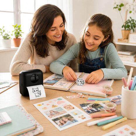 Printer - Afdrukken zonder inkt - Wit / Zwart - Bluetooth&reg; - 200 dpi - Etiketten / Foto's - Mobiele fotografie