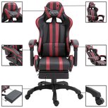 Gamingstoel / Bureaustoel met voetensteun - Wijnrood / Zwart Gamingstoel / Bureaustoel met voetensteun - Wijnrood / Zwart