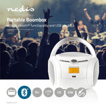 Boombox | 9 W | Bluetooth® | CD-speler / FM-Radio / USB / AUX | Wit Boombox | 9 W | Bluetooth® | CD-speler / FM-Radio / USB / AUX | Wit