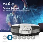 Boombox | 12 W | Bluetooth® | CD-speler / FM-Radio / USB / AUX | Wit Boombox | 12 W | Bluetooth® | CD-speler / FM-Radio / USB / AUX | Wit